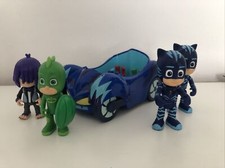 PJ Masks Mask Katzenmobil Fahrzeug Auto 3x Figuren Catboy Gecko Kevin Wolf Gang