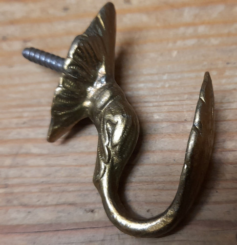 Messing haken antik - messing,