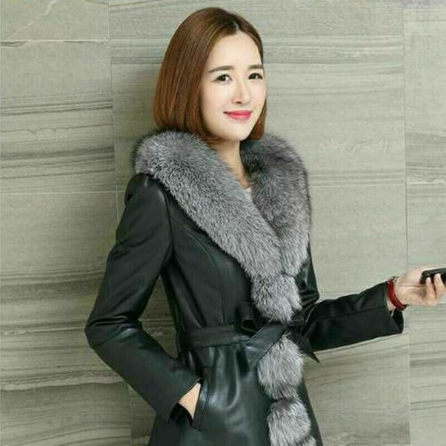 Damen leder jacke kunstpelz - jacke,