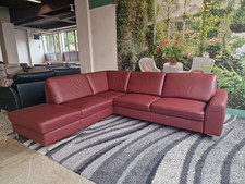 Polinova Ecksofa N2886 Echtleder Torro brombeer, Federkern, Glattleder