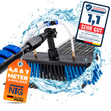 Teleskop Waschbürste mit Wasseranschluss 4,6&7m für Solaranlagen u. Fenstern NTG