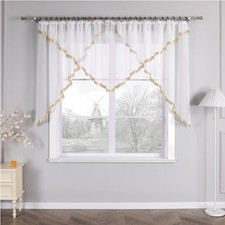 Kuvertstore Gardine Voile transparent, Satinbänder, 145x300cm, waschbar