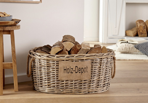 Holzkorb kamin füllkorb weide - holzkorb,