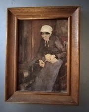 Kleines altes Bild Spinnerin