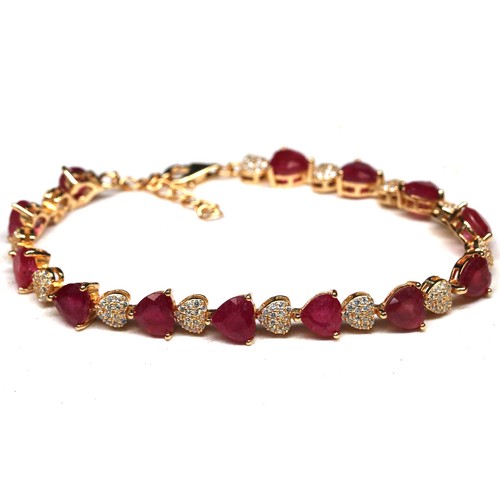 Natural rubin herzarmband mit - natural,