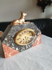 Antike Kaminuhr Marmor - Zink