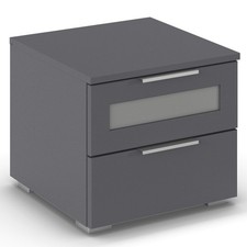 Nachtschrank grau metallic - grau,