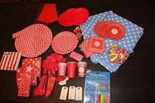 Kindergeburtstag Deko 2x Wachstuch Tischdecke groß blau weiß  rot Punkte Sterne 