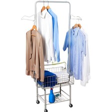 Kleiderständer rollbar Wäscheständer Garderobenständer Rollenständer Metall