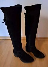 Stiefel Langschaftstiefel Schuhe  Overknee echtes Leder  Wildleder schwarz Gr.37