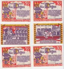 6 Banknoten Notgeld Stadt