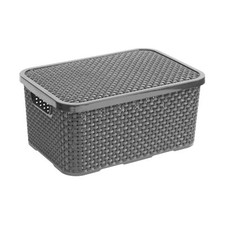 Aufbewahrungsbox Korb Aufbewahrungskorb mit Deckel Rattan 7L anthrazit  BRANQ