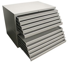 Planschrank DIN-AO 10 Schübe | Flachablageschrank | Architektenschrank grau