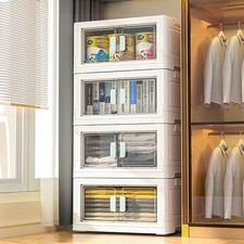 Aufbewahrungsbox mit Deckel 4tlg. Faltbare Stapelbox Organizer Kisten mit Rädern