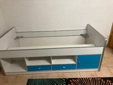 Vipack: Kojenbett "BONNY" 90 x 200 Weiß / Türkis - Jugendbett 2 Vorhanden