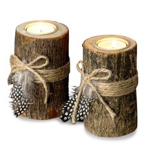 2er Set Holz Scheinwerfer