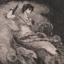 Max Klinger Balldame Balldame Ball-Erinnerung Symbolismus Orig Radierung 1884