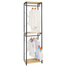 Kleiderständer Kleiderschrank Wäscheständer mit Schuhregal Ablage Holz SR0113hei