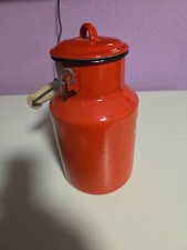 Vintage 60er rote Emaille große Milchkanne mit Henkel  2 l