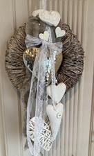 Handgefertigter Shabby Vintage Look Kranz Rebenkranz Türkranz Herzchen -661