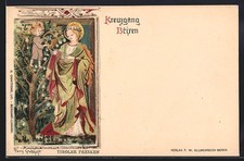 Lithographie Brixen, Kreuzgang, Tiroler Fresken, Marienbild 