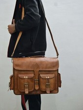 Vintage-Laptop-Kuriertasche Aktentasche aus Leder 15 Zoll beste handgefertigt...