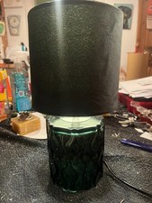 2000er  Tischlampe 33cm  Glasfuss grün mit grünen Schirn - Lampe Leuchte  France