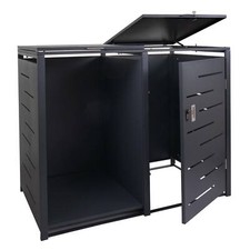 B-Ware Mülltonnenverkleidung mit Brennholzregal MCW-E83, 117x132x82cm, anthrazit