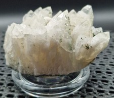 MINERALIEN: BERGKRISTALL - STUFE GEZUCKERT MIT CHLORID, PYRIT / KLARE SPITZEN !!