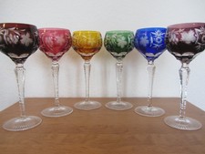 6 Römer-Gläser Nachtmann TRAUBE, Bleikristall Überfang bunt, Weingläser signiert