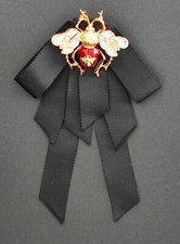 Schleifenbrosche Biene Strass Perlen Krawatte Fliege Anstecker Schleife B11