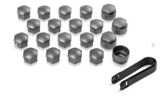 Original Skoda VW Audi 17mm Radschrauben Kappen Abdeckung Grau Matt Set