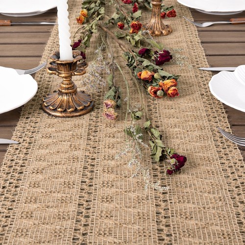 Tischläufer braun boho jute - tischläufer,