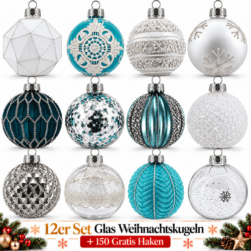 Weihnachtskugeln glas 12er - weihnachtskugeln, set