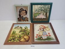 4x Bilder Stickerei bestickt