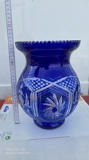 Kristall Vase Blau Cut to