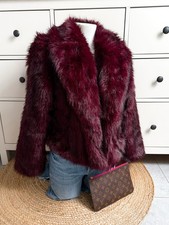 Felljacke Kunstpelz Pelzjacke Burgundy Jacke L 40 Burgund weinrot Bordeaux