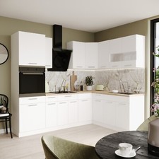 Küchenzeile Eckküche Winkel Küche Einbauküche ALINA Weiß Matt 180x250 cm