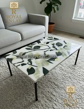 Modern Grün Blatt Inlay Weiß