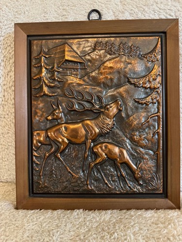 Kupfer relief bild hirsche - bild,