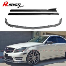 Frontspoiler Lippe + 2M Seitenschweller Carbon Optik für Mercedes Benz C W204