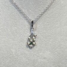 Jugendstil Kette Anhänger Smaragd Perlen Jugendstilschmuck Vintage Silber 925/-
