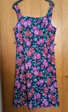 Vintage Sommerkleid Kofferkleid mit Blümchen blau-pink XL/XXL