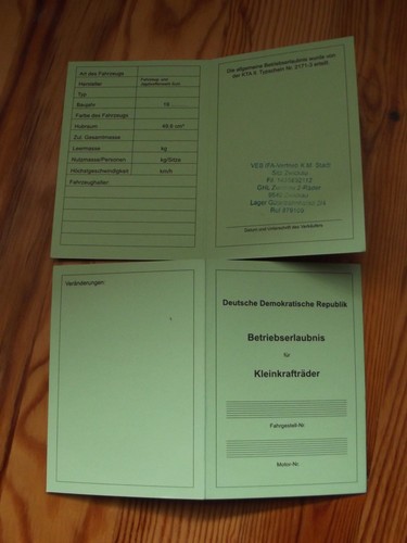 Simson registrierschein - simson,