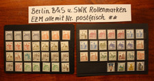 BERLIN  B&S + SWK  Rollenmarken EZM alle mit Nummer! Postfrisch! TOPP!