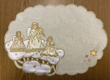 2 Platzdeckchen Engel musizierend Weihnachten oval Tischdeckchen