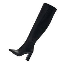 ZARA STIEFEL OVERKNEESTIEFEL LEDERSTIEFEL LEDER NEU SCHWARZ 