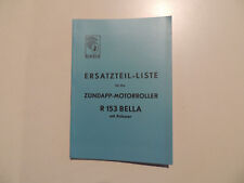 Zündapp Roller R 153 Bella Teile Ersatzteil Liste Katalog September 1956