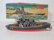 Yonezawa Toys Blechspielzeug Schlachtschiff Musashi Friction mit BOX aus Japa...