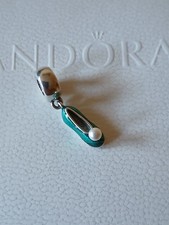 Original  Pandora Element, Charm Murano, retired, grün, Schuh m. Perle